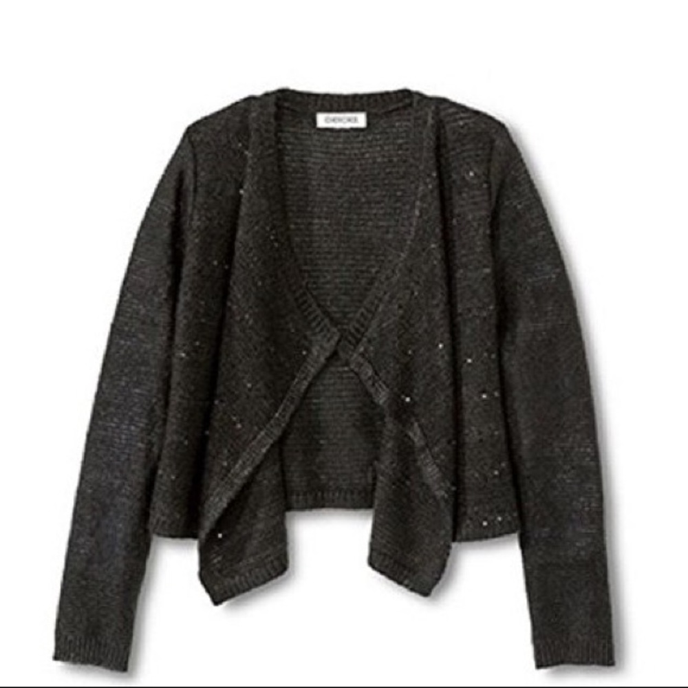 girls ebony black sequin cardigan - back to school